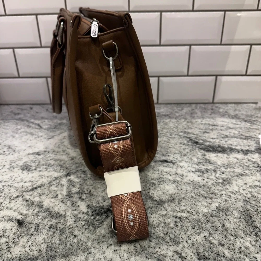 Wrangler Women Small Satchel Brown Embroidered Studded Western Crossbody Bag